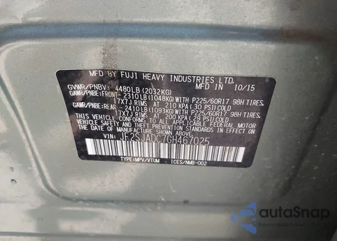 2016 Subaru Forester 2.5I Premium из США, поврежденный, VIN JF2SJADC7GH467025